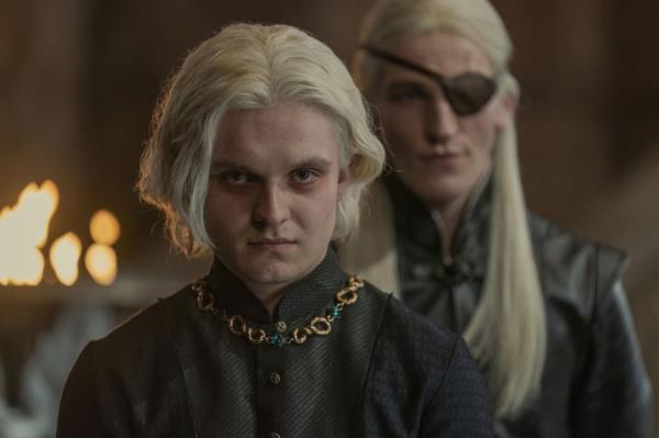 Tom Glynn-Carney as Aegon and Ewan Mitchell as Aegon Targaryen in "House of the Dragon." 
