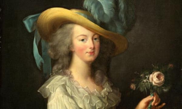 A detail from a portrait of Marie-Antoinette by the French painter Élisabeth Louise Vigée Le Brun.